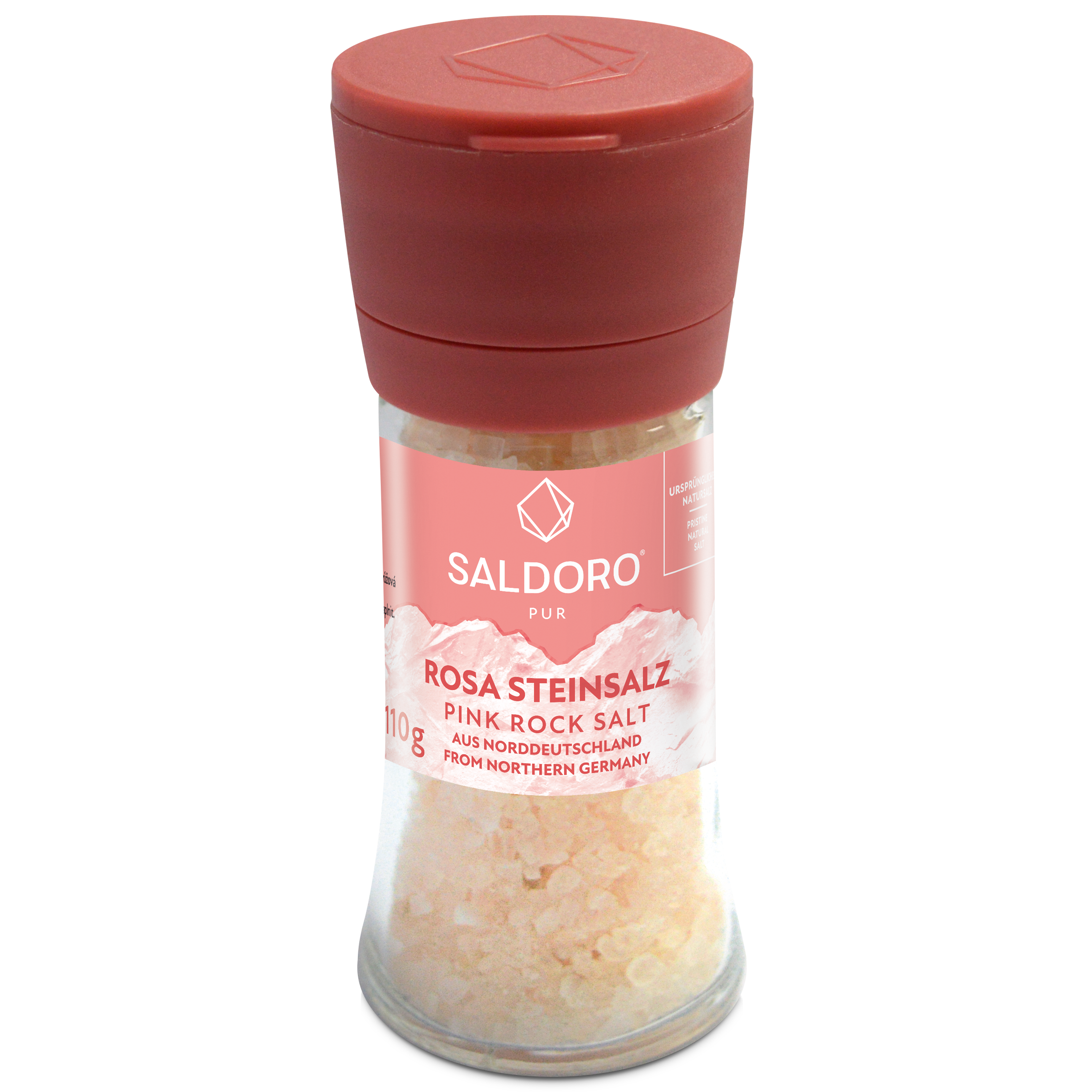 Saldoro mill, pink rock salt from the front 